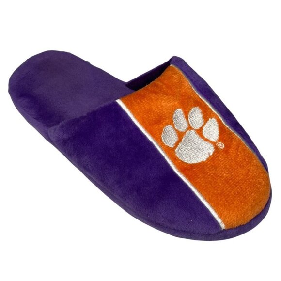 Clemson Tigers Slippers Unisex Kids Purple Orange Tiger Paw Slip On Size XL 7-8 - Picture 1 of 7